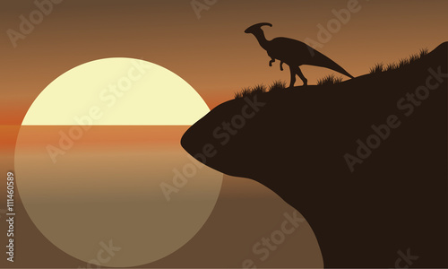 Cuadros en Lienzo At afternoon silhouette of parasaurolophus