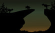 Silhouette of Triceratops and Allosaurus
