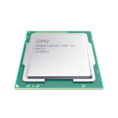 Poster - Central processor unit, CPU isolated on white. 3d illustration