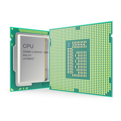 Poster - Modern multicore CPU isolated on white background. 3d illustration