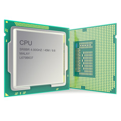 Poster - Modern multicore CPU isolated on white background. 3d illustration