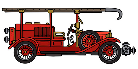 Wall Mural - Vintage fire truck / Hand drawing, vector illustration