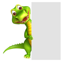 Canvas Print - Aligator cartoon character with white board