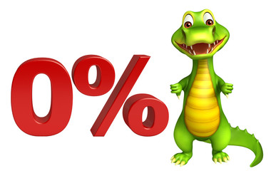 Sticker - alligator cartoon character with percentage sign