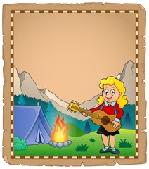 Poster - Parchment with girl guitarist in camp 2