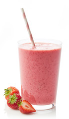 Poster - Glass of strawberry milkshake