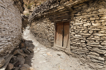 The rural residence on the mountain in Marpha village of Annapur