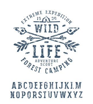 Slab serif font in the style of handmade graphics