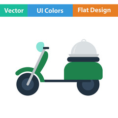 Poster - Flat design icon of Delivering motorcycle