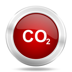 Aufkleber - carbon dioxide icon, red round glossy metallic button, web and mobile app design illustration