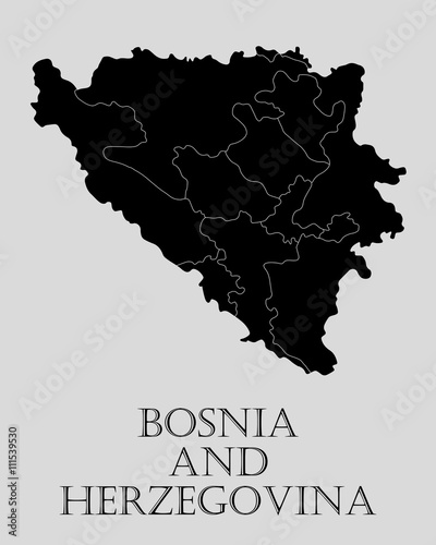 Fotografía Black Bosnia and Herzegovina map - vector illustration
