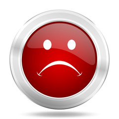 Poster - cry icon, red round glossy metallic button, web and mobile app design illustration