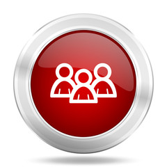 Poster - forum icon, red round glossy metallic button, web and mobile app design illustration