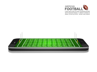 Wall Mural - American Football Online Concept, American Football field on smartphone , vector illustration