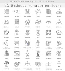 Poster - Vector Business management ultra modern outline line icons for web and apps.