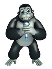 Poster - cute Gorilla cartoon character with mike