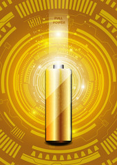 Electric battery energy, illustration, Gold light Abstract Techn