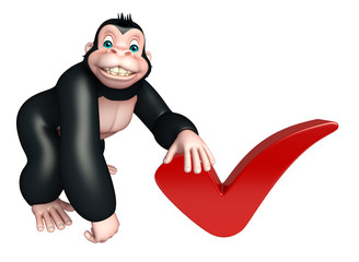 Poster - cute Gorilla cartoon character with right sign