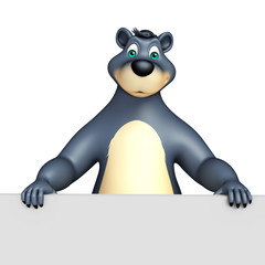 cute bear cartoon character with white board