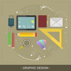 Poster - Graphic design flat concept. Editable vector illustration for website banner or promotion materials.