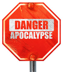 Wall Mural - apocalypse danger background, 3D rendering, a red stop sign