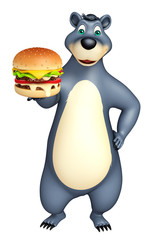 Wall Mural - cute Bear cartoon character with burger