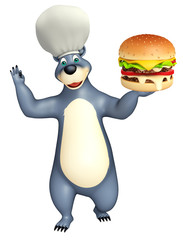 Wall Mural - cute Bear cartoon character with burger