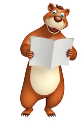 Poster - cute Bear cartoon character with news paper