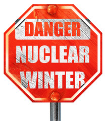 Wall Mural - Nuclear danger background, 3D rendering, a red stop sign