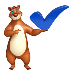 Poster - cute Bear cartoon character with right sign