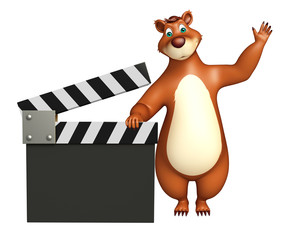 Poster - fun Bear cartoon character with clapper board