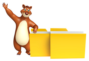 Poster - cute Bear cartoon character with folder