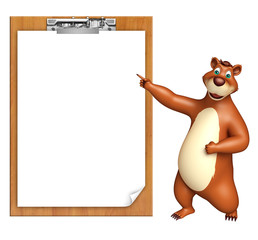 Wall Mural - fun Bear cartoon character with exam pad