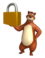 Poster - cute Bear cartoon character with lock