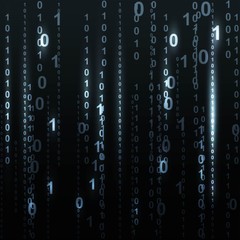 Fototapete - Twinkle binary code screen listing table on black background