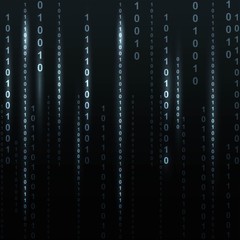 Fototapete - Twinkle binary code screen listing table on black background