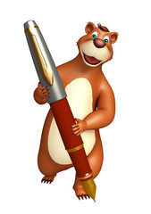 Poster - Bear cartoon character with pen