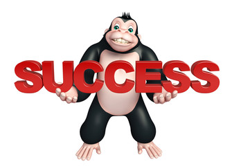 Poster - fun Gorilla cartoon character with success sign