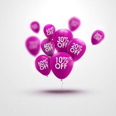 Wall Mural - Trendy beautiful background with baloons and discounts