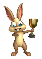 Wall Mural - cute Bunny cartoon character with winning cup