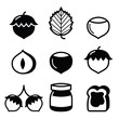 Hazelnuts, nuts - food vector icons set 