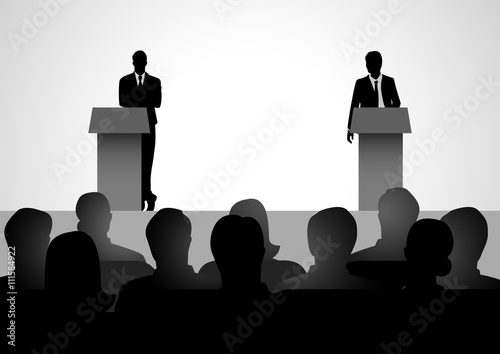 Fotomural Two men figure debating on podium