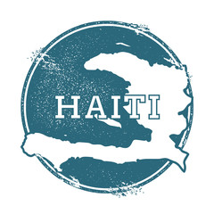 Grunge rubber stamp with name and map of Haiti, vector illustration. Can be used as insignia, logotype, label, sticker or badge of the country.