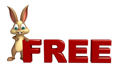 Poster - fun Bunny cartoon character with free sign