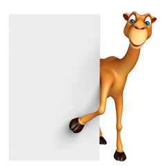 Poster - cute Camel cartoon character with white board