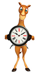 Poster - cute Camel cartoon character with clock