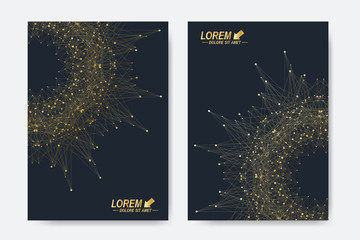 Poster - Modern vector template for brochure, Leaflet, flyer, cover, magazine or annual report. A4 size. Business, science, medicine and technology design book layout. Abstract presentation with golden mandala