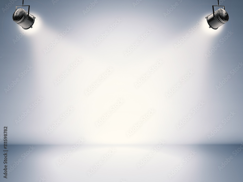 blank stage with shining lights - obrazy, fototapety, plakaty 