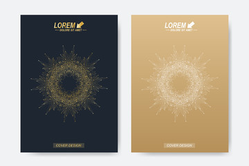 Poster - Modern vector template for brochure, Leaflet, flyer, cover, magazine or annual report. A4 size. Business, science, medicine and technology design book layout. Abstract presentation with golden mandala
