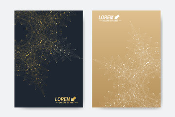 Poster - Modern vector template for brochure, Leaflet, flyer, cover, magazine or annual report. A4 size. Business, science, medicine and technology design book layout. Abstract presentation with golden mandala